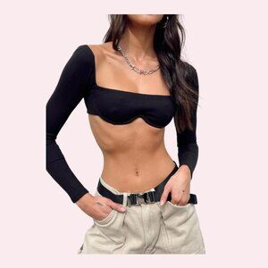 NWT Princess Polly Becca Long Sleeve Crop Top Size 2